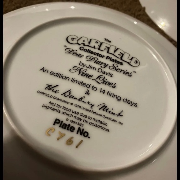 1990 Full Set Vintage Garfield Dear Diary Series Collectible Plates By Jim Davis - Picture 11 of 12